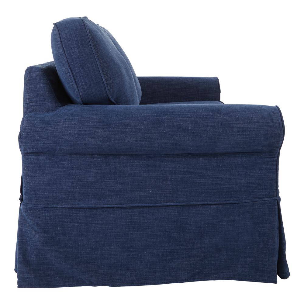 Loveseat with Navy Slip Cover
