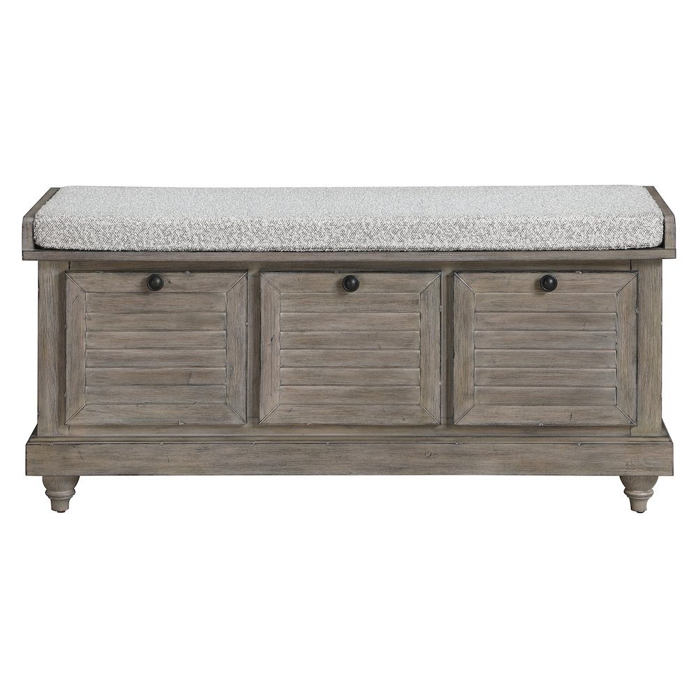 Dover Storage Bench In Goldstone Finish With Salt And Pepper Cushion Asm