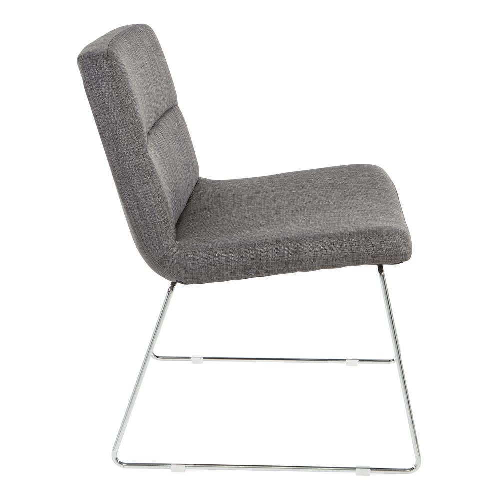 Thompson Chair in Charcoal Fabric with Chrome Sled Base