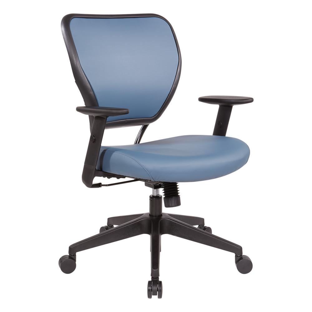 Antimicrobial Dillon Blue Seat and Back Task Chair with Adjustable Angled Arms and Nylon Base