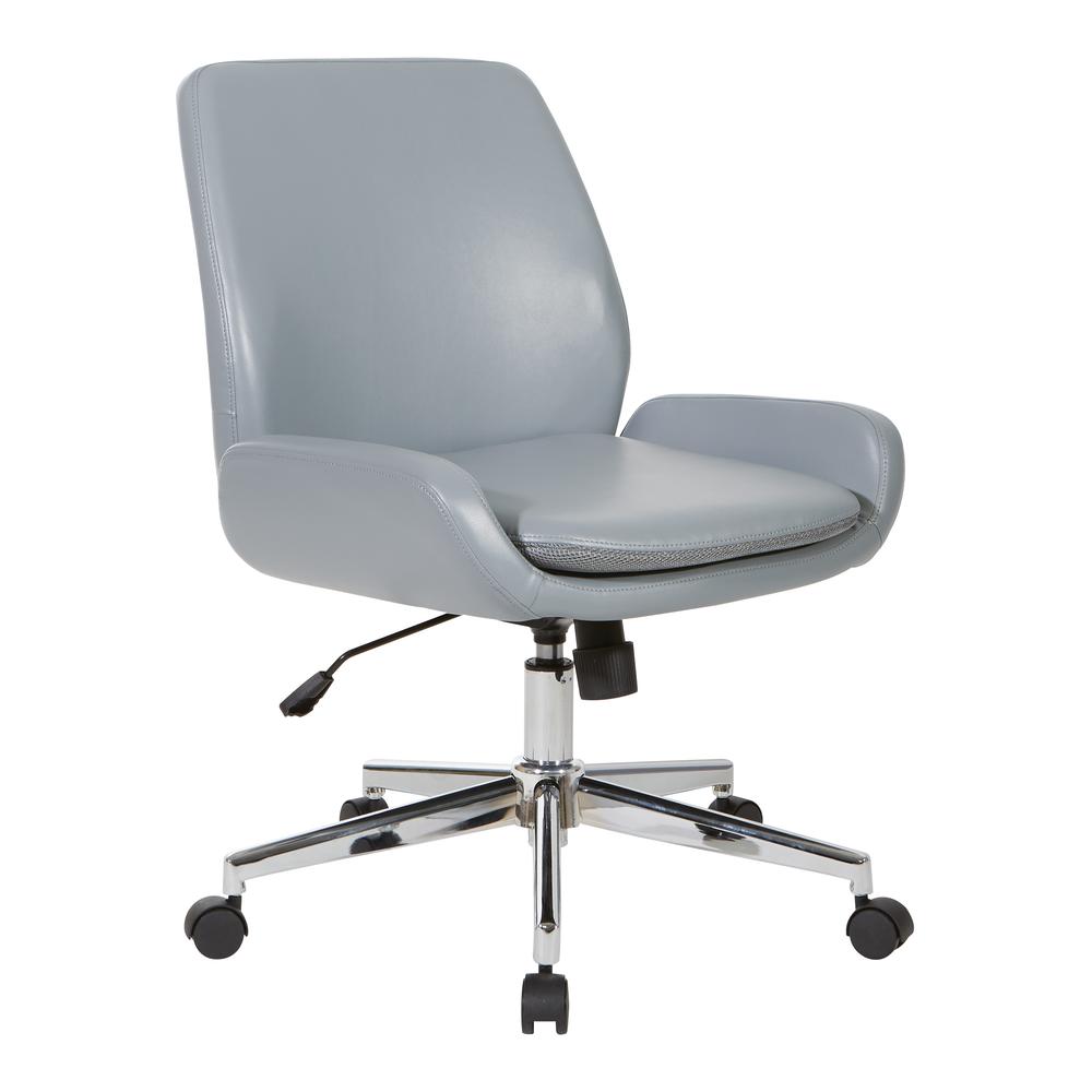 Charcoal Grey Faux Leather Chair with Chrome Finish Base