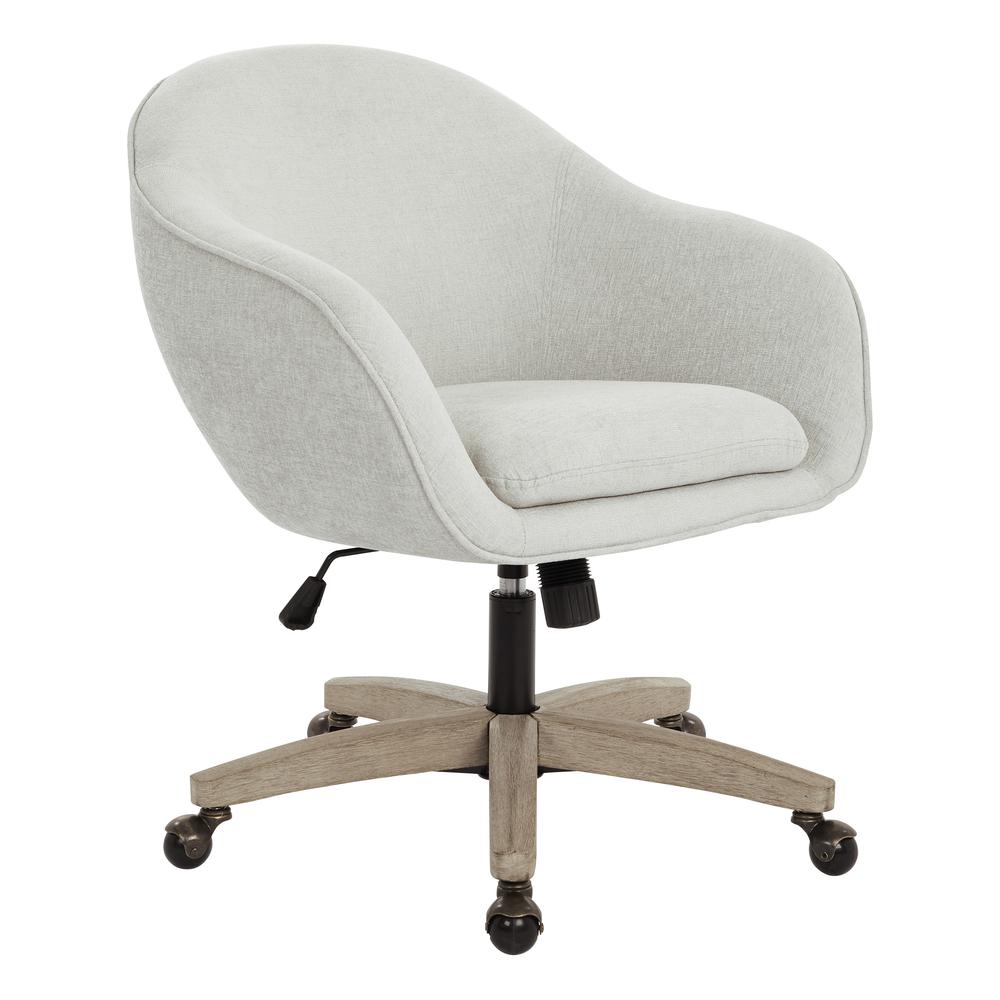 Nora Office Chair in Dove Fabric with Grey Brush Wood Base KD