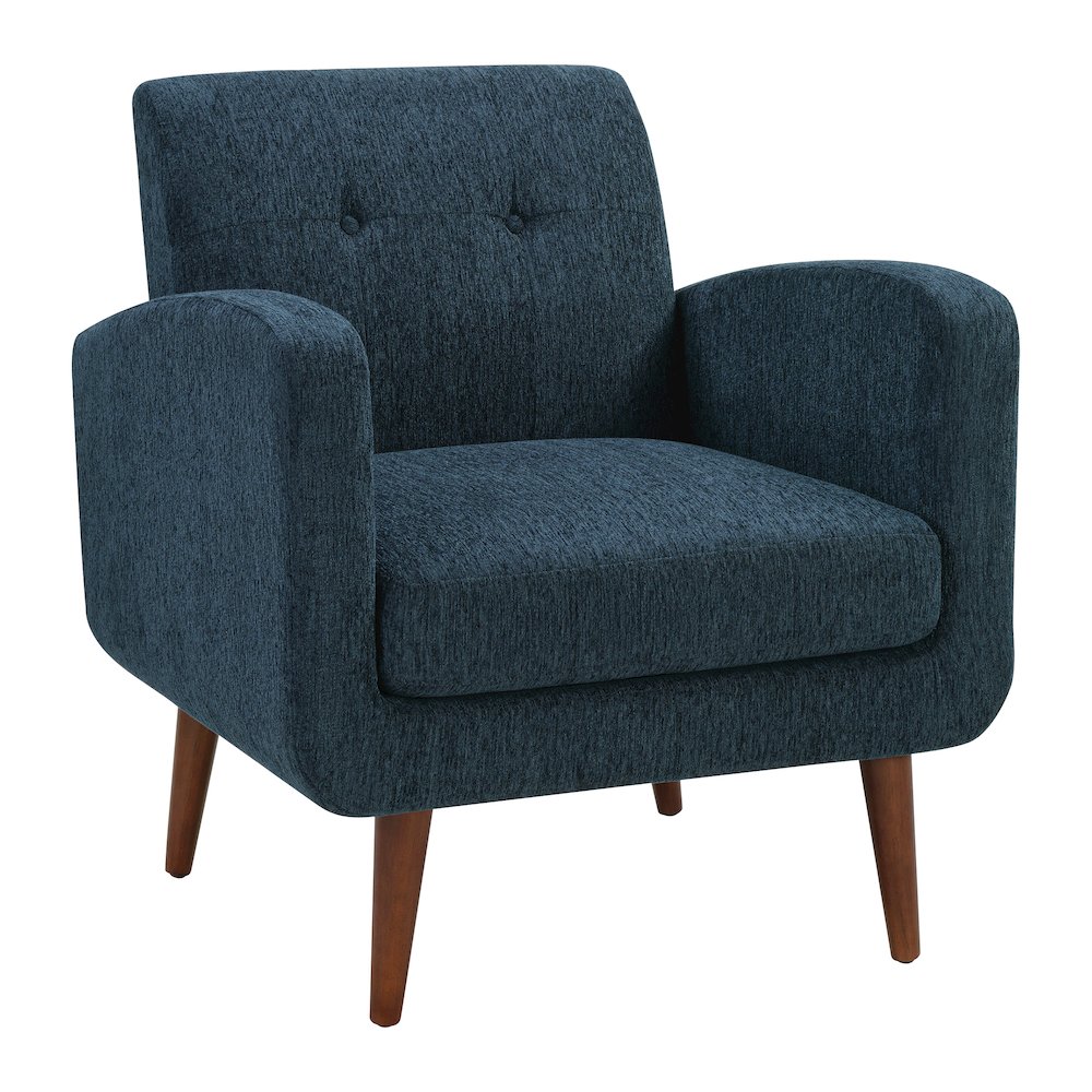 Lake Meadows Arm Chair in Navy Fabric with Espresso Legs