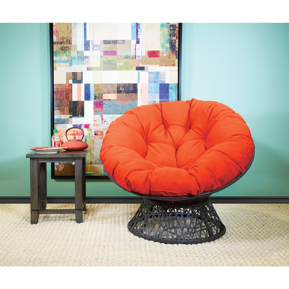 Papasan Chair with Orange cushion and Dark Grey Wicker Wrapped Frame