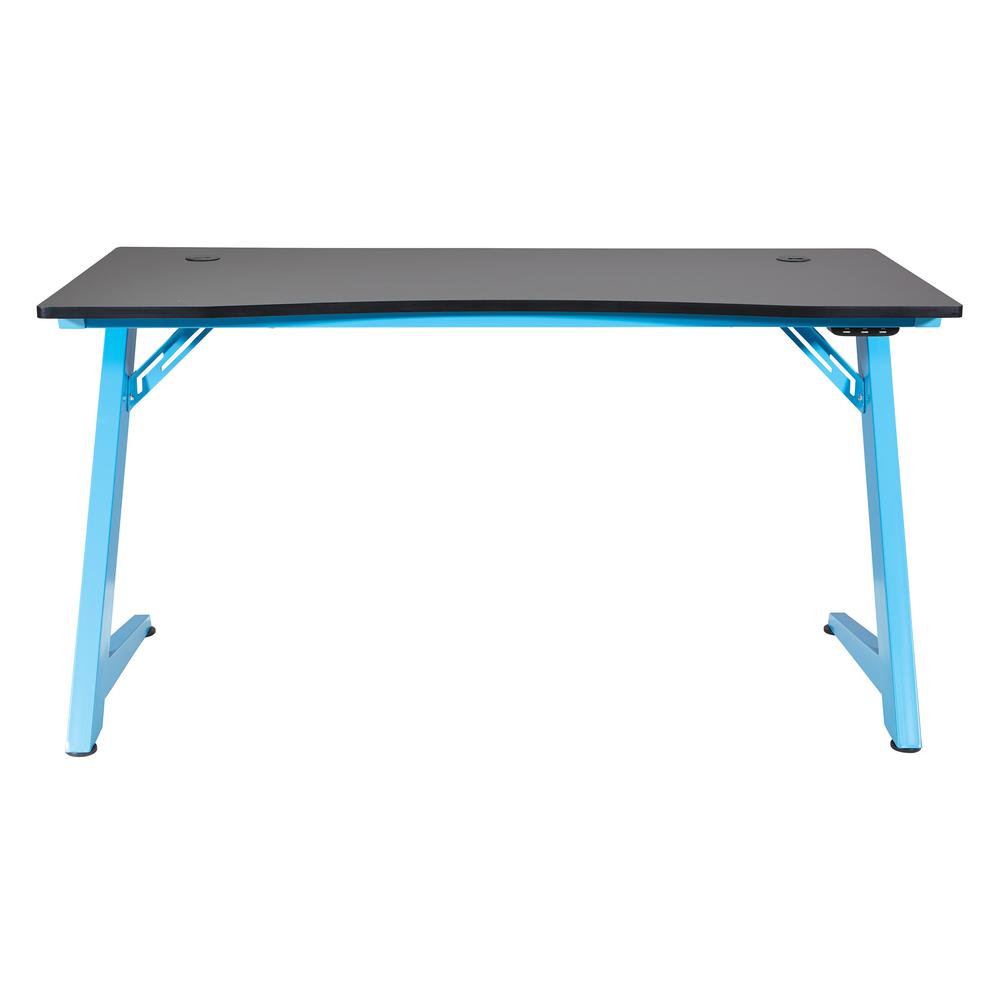 Beta Battlestation Gaming Desk with Black Carbon Top and Matte Blue Legs
