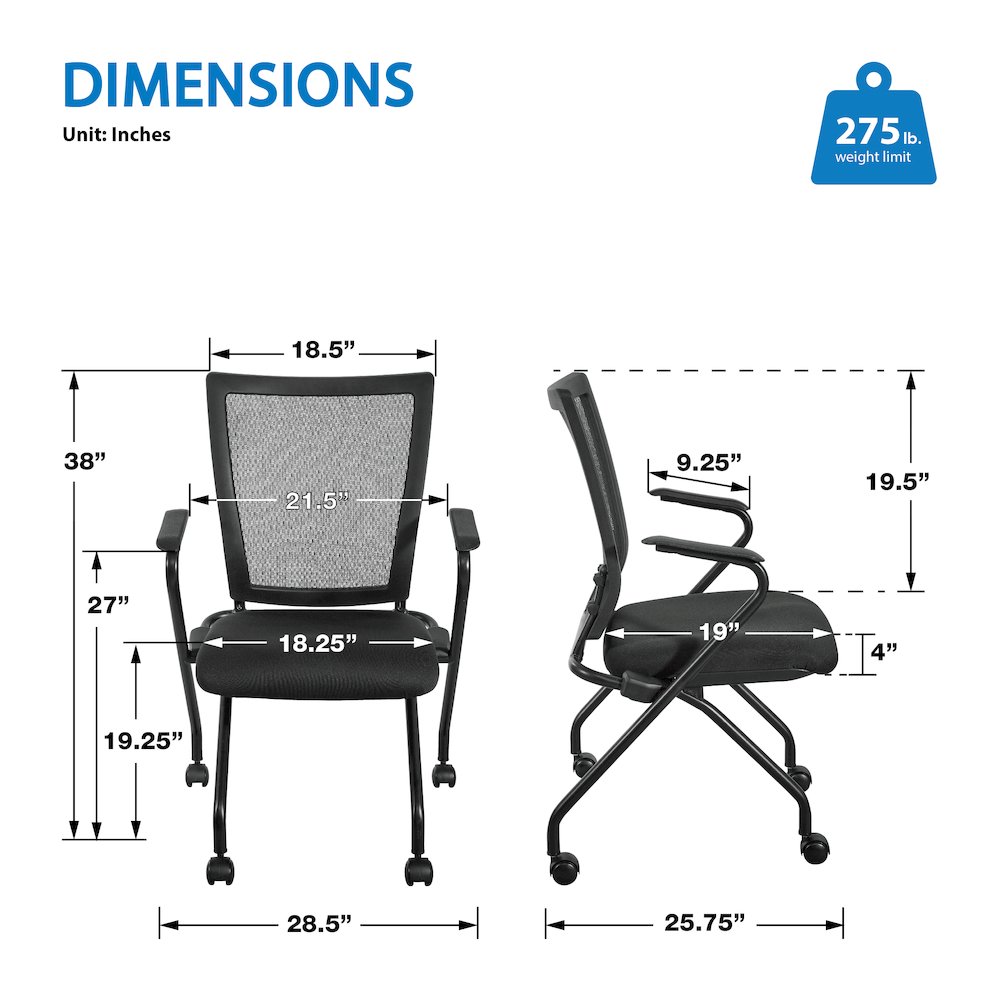 PU Padded Back Soft-Flex Frame with Breathable Progrid Mesh Back Folding Chair