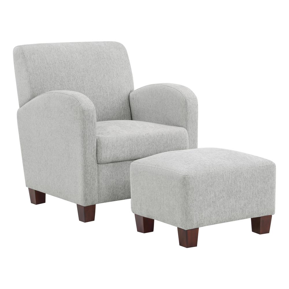 Aiden Chair & Ottoman Herringbone Smoke with Medium Espresso Legs