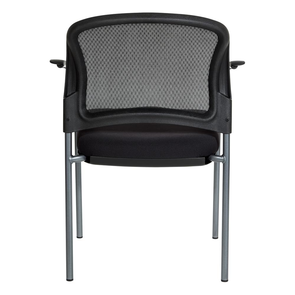 ProGrid Mesh Back with Padded Fabric Seat Visitor’s Chair with Arms and Titanium Finish Frame