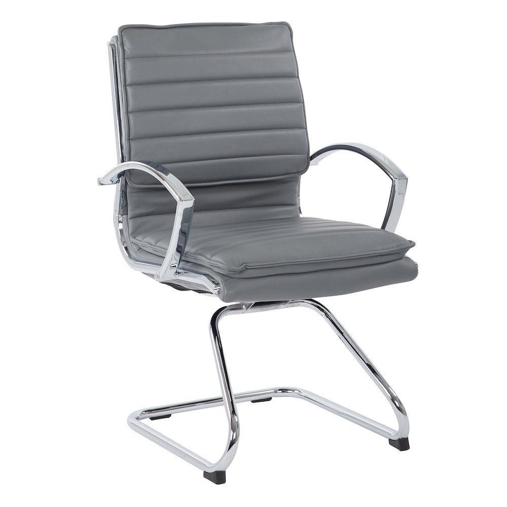Guest Faux Leather Chair with Chrome Base and Includes Removable Arm Sleeves