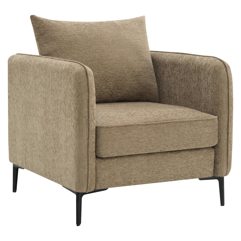 Newhaven Accent Chair in Taupe Fabric with Black Metal Legs