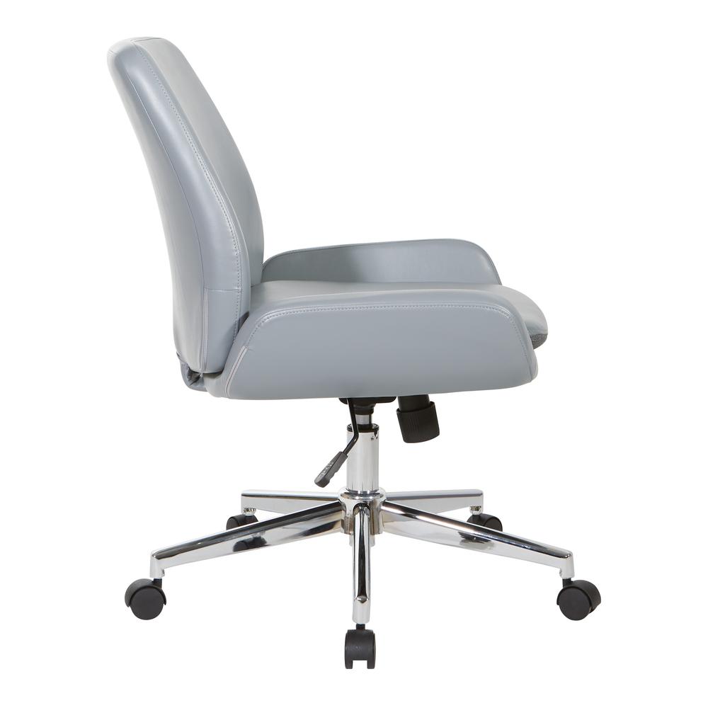 Charcoal Grey Faux Leather Chair with Chrome Finish Base