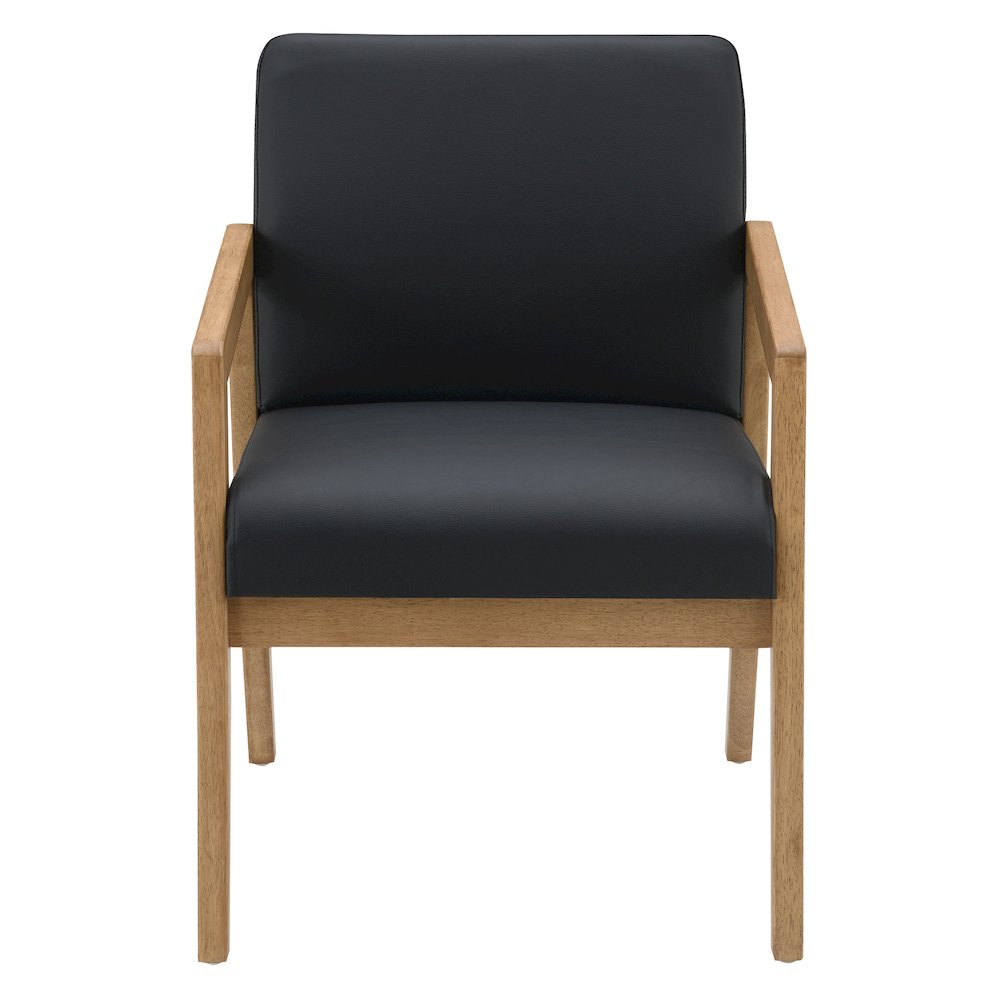 Back Faux Leather with Medium Oak Finish Visitor’s Chair with Memory Foam Seat