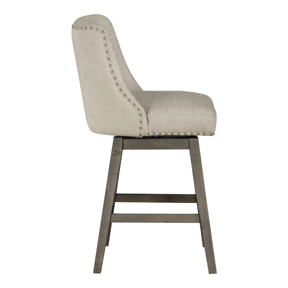Granville 26″ Swivel Counter Stool with Grey Legs in Wheat Fabric