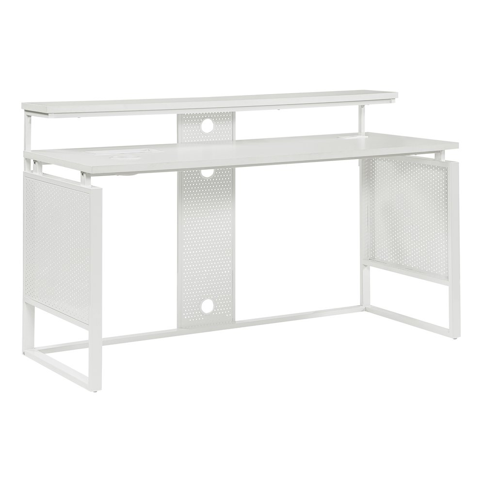 Ace 60″ Desk with Hutch in White Top and White Frame
