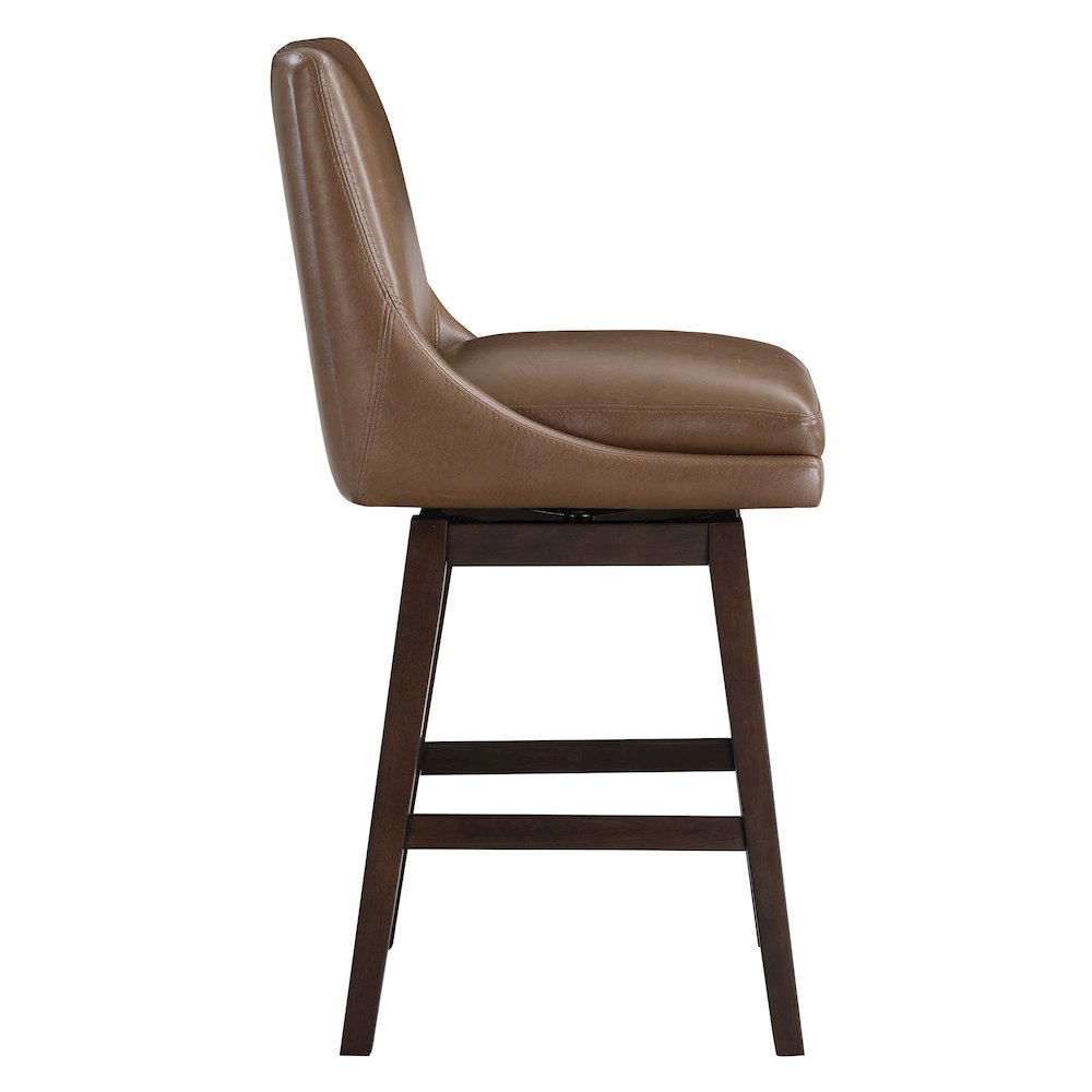 Allingham 26″ Swivel Counter Stool with Dark Walnut Legs in Molasses Faux Leather