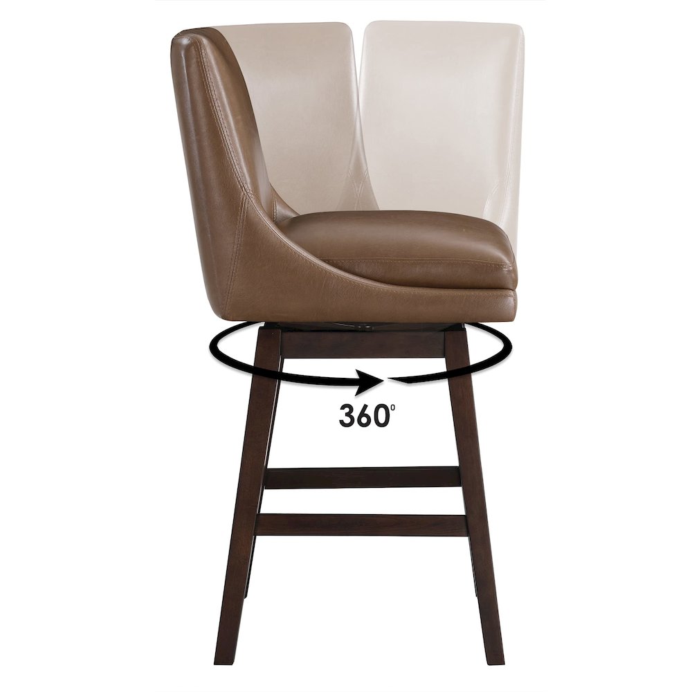 Allingham 26″ Swivel Counter Stool with Dark Walnut Legs in Molasses Faux Leather