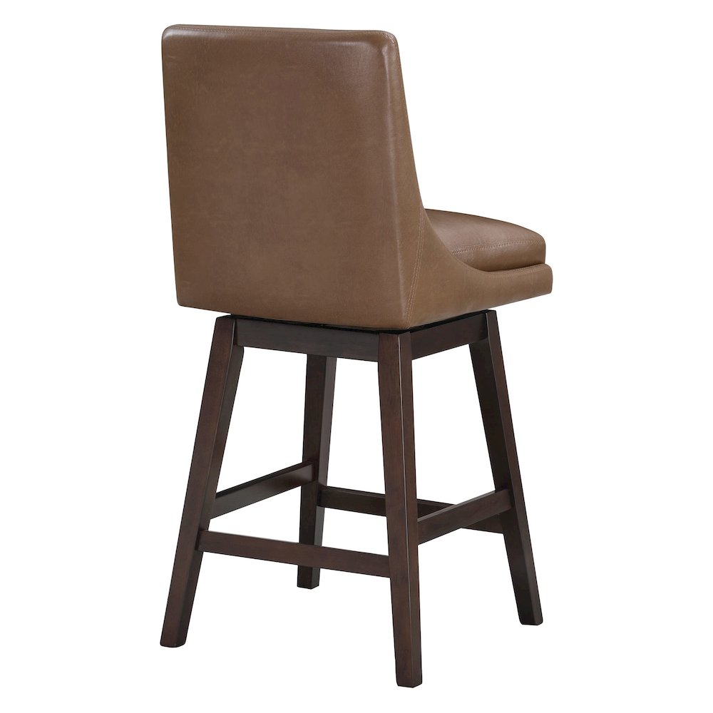 Allingham 26″ Swivel Counter Stool with Dark Walnut Legs in Molasses Faux Leather