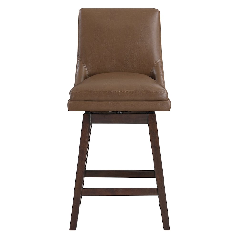 Allingham 26″ Swivel Counter Stool with Dark Walnut Legs in Molasses Faux Leather