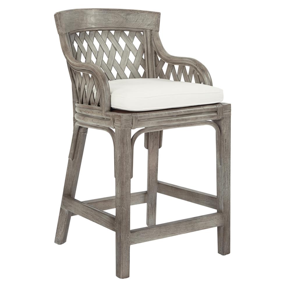 Plantation 24″ Counter Stool with Grey Wood Rattan Frame Finish ASM
