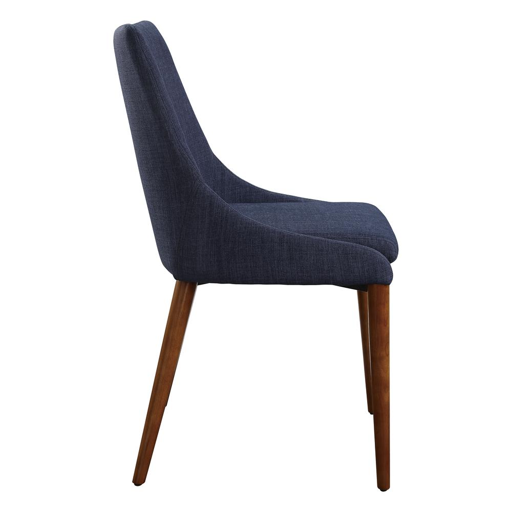 Palmer Mid-Century Modern Fabric Dining Accent Chair in Navy Fabric 2 Pack