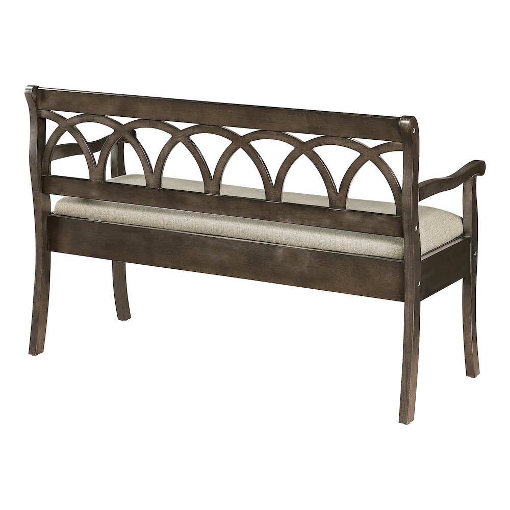 Coventry Storage Bench in Dark Walnut Finish Frame and Beige Seat Cushion K/D