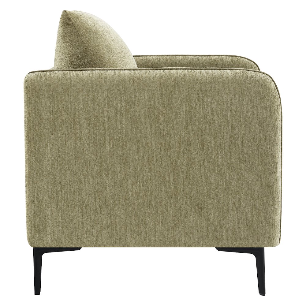 Newhaven Accent Chair in Sea Green Fabric with Black Metal Legs