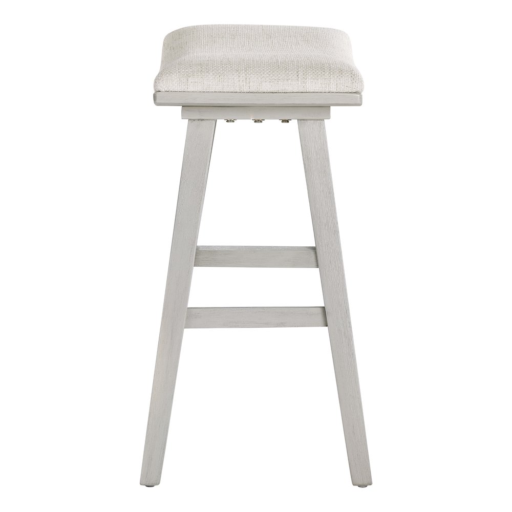 Coley 24″ Saddle Stool 2-Pack With Linen Fabric Seat And White Wash Frame