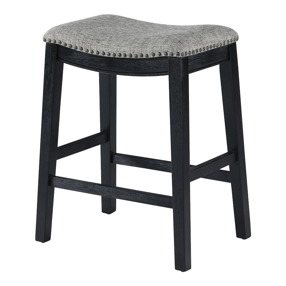 Saddle Stool 24″ in Graphite Fabric With Black Wood Finish 2-Pack