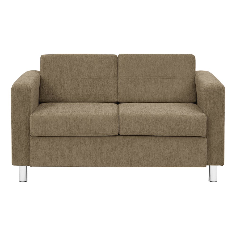 Pacific Loveseat in Taupe Fabric with Chrome Legs