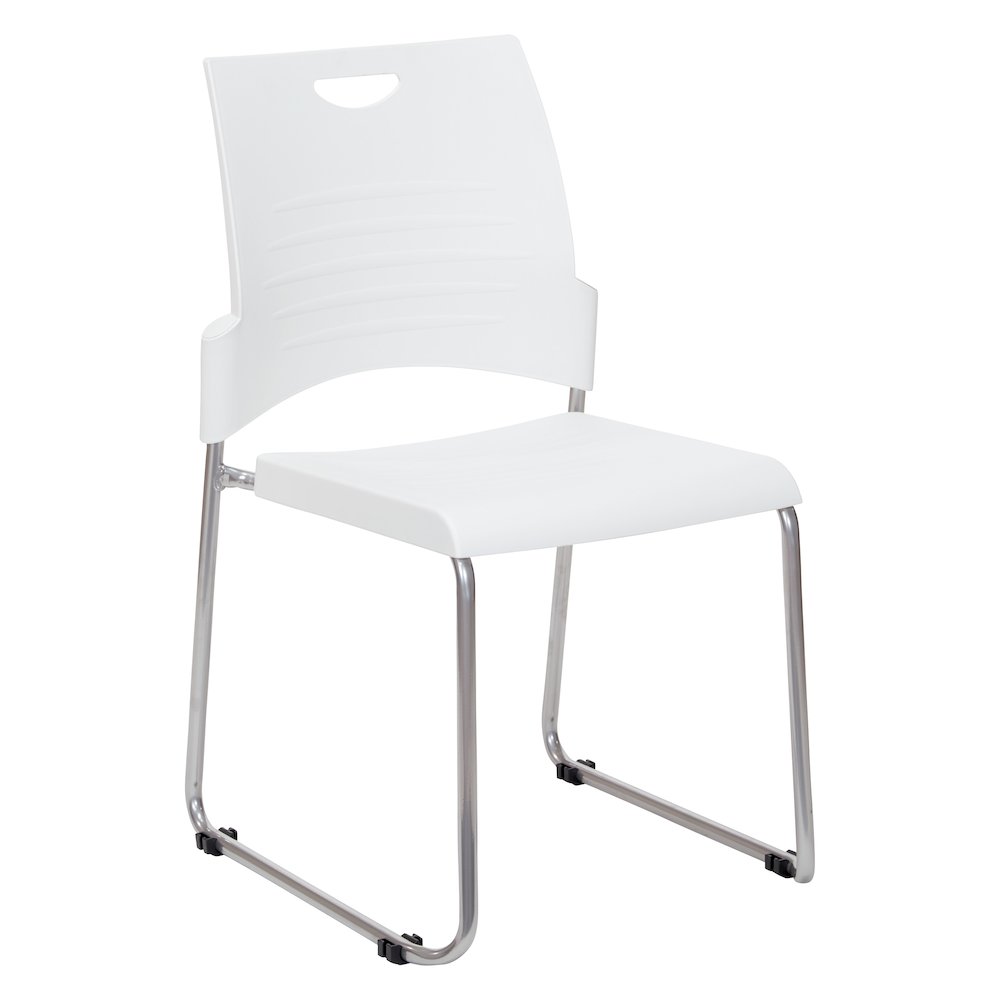 Stacking and Ganging Chairs with White Plastic Seat and Back