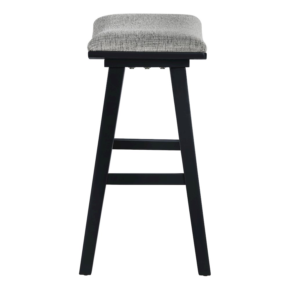 Coley 24″ Saddle Stool 2-Pack With Graphite Fabric Seat And Black Wash Frame
