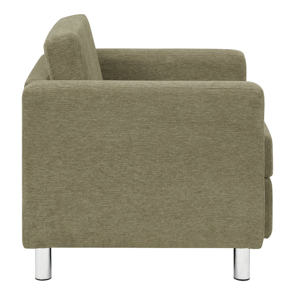 Pacific Armchair in Sea Green Fabric with Chrome Legs