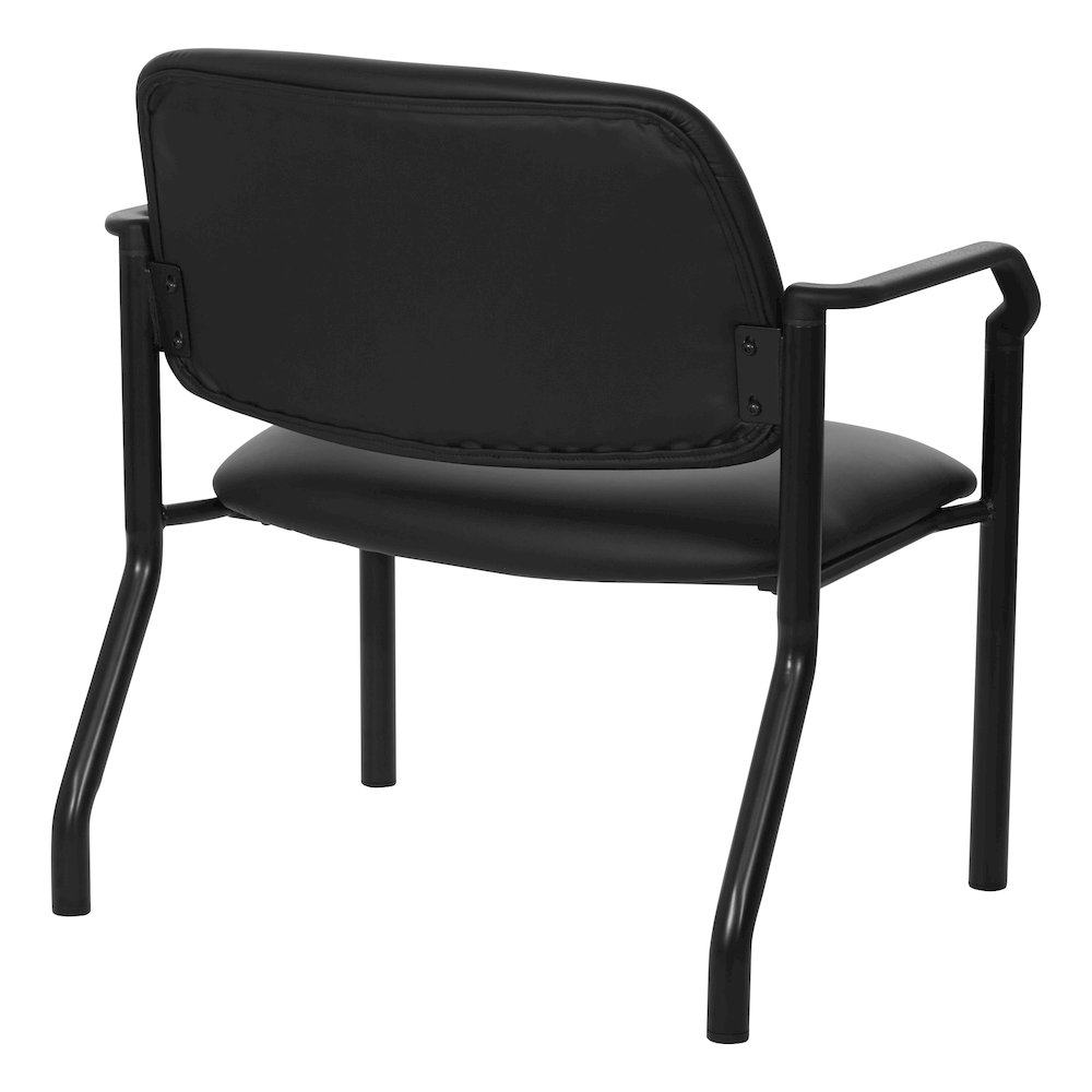 Big & Tall Guest Chair in Dillon Black Fabric with PU Arms and Black Metal Frame