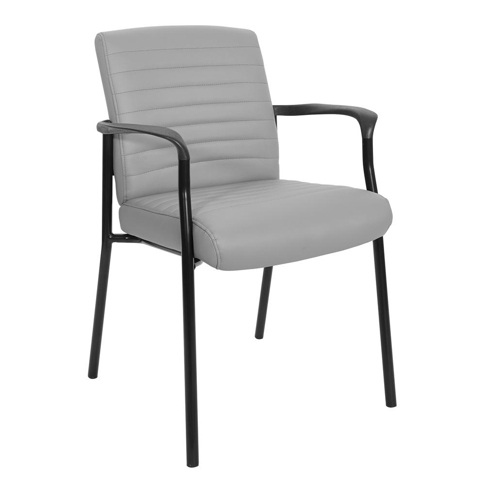 Guest Chair in Charcoal Grey Faux Leather with Black Frame