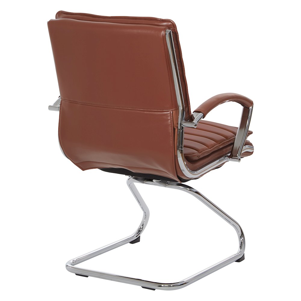 Guest Faux Leather Chair in Saddle with Chrome Base
