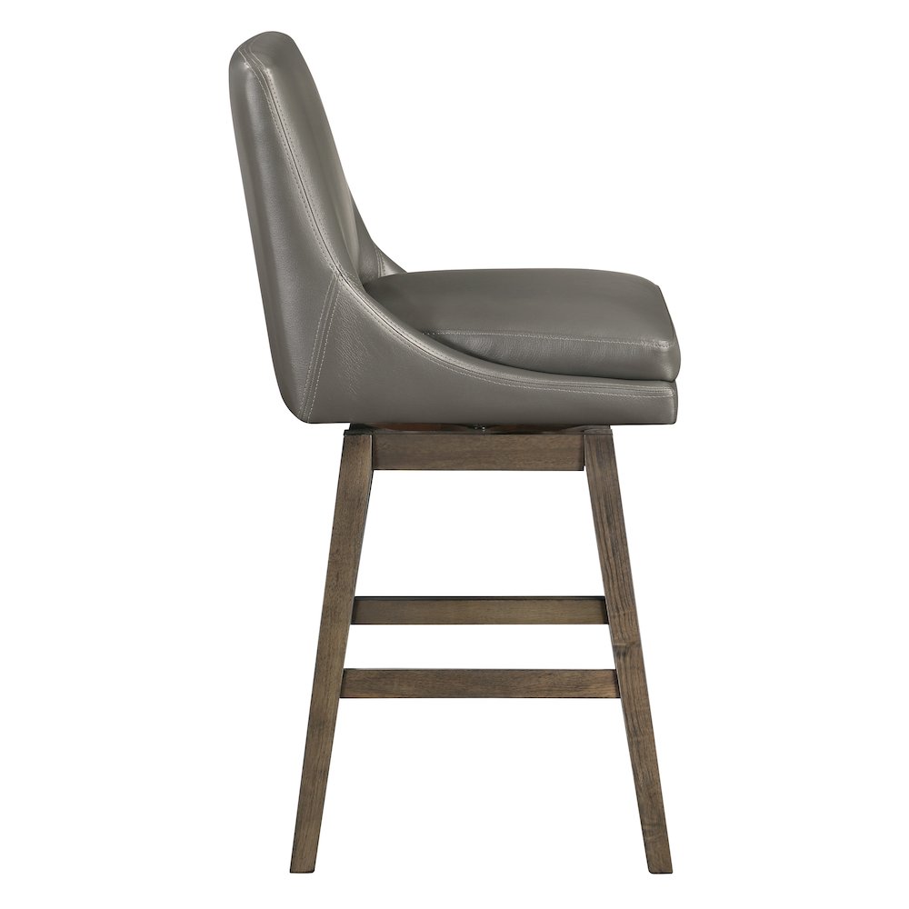 Allingham 27″ Swivel Counter Stool with Grey Legs in Pewter Faux Leather