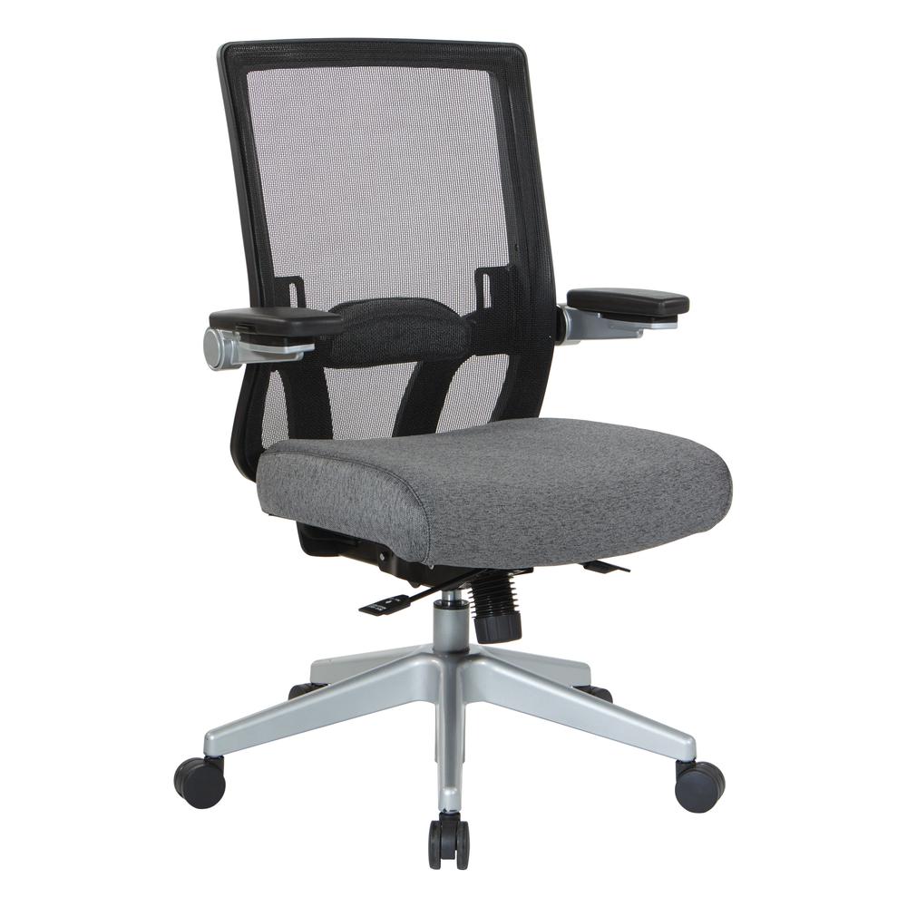 Manager’s Chair with Breathable Mesh Back and Charcoal Fabric Seat with a Silver Base.