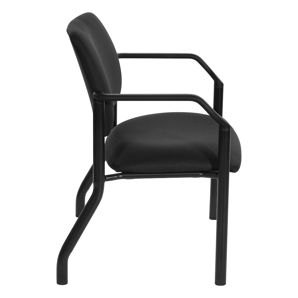 Big & Tall Guest Chair in Icon Black Fabric with PU Arms and Black Metal Frame
