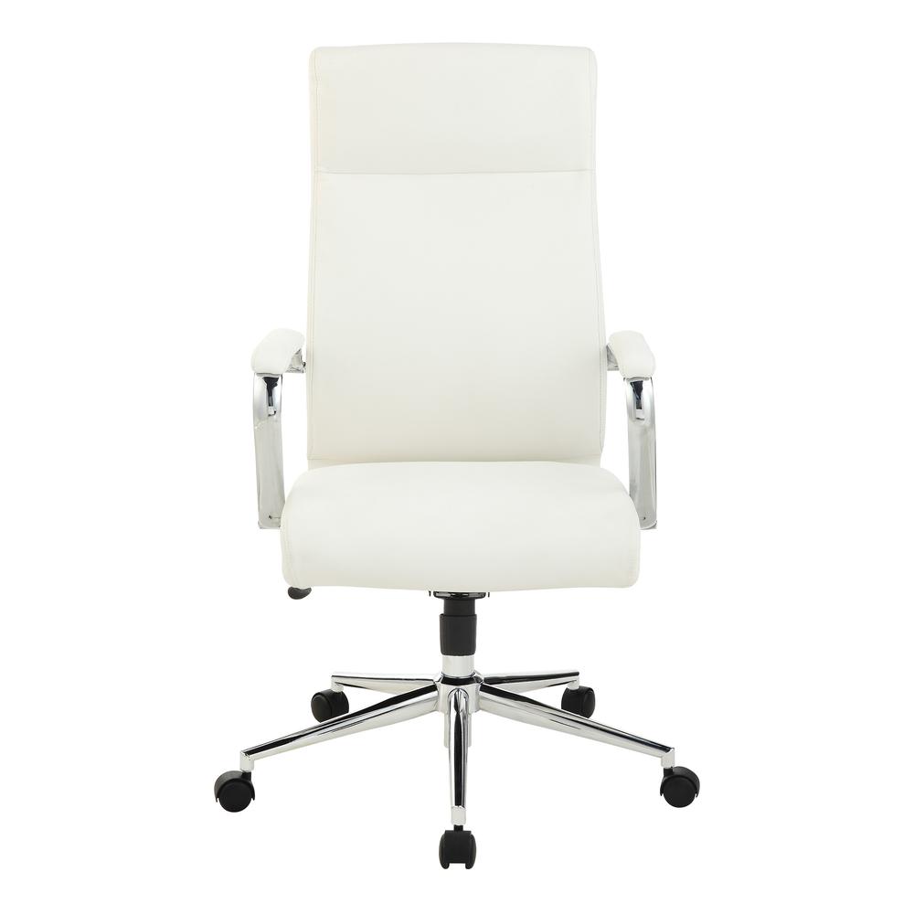 High Back Manager’s Chair with Dillon Snow Antimicrobial Fabric and Chrome Base