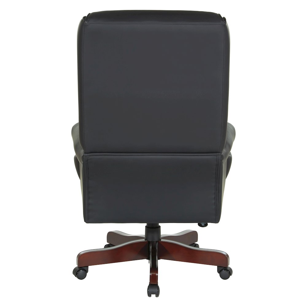 Traditional Executive Chair in Black Vinyl with Royal Cherry Finish Base