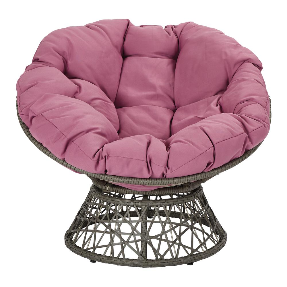 Papasan Chair with Purple cushion and Dark Grey Wicker Wrapped Frame
