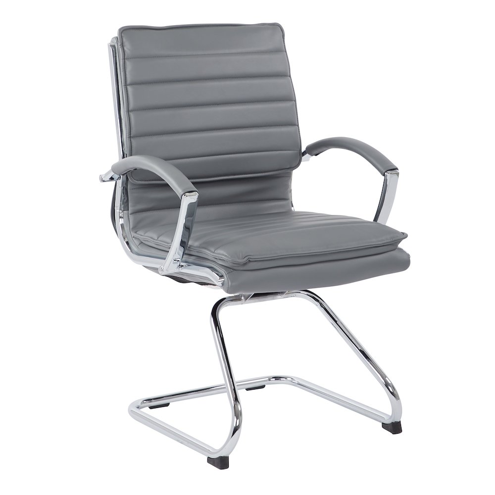 Guest Faux Leather Chair with Chrome Base and Includes Removable Arm Sleeves