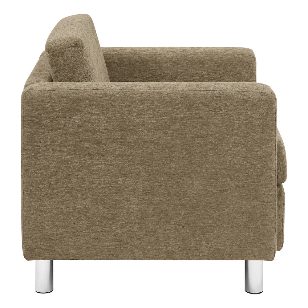 Pacific Armchair in Taupe Fabric with Chrome Legs