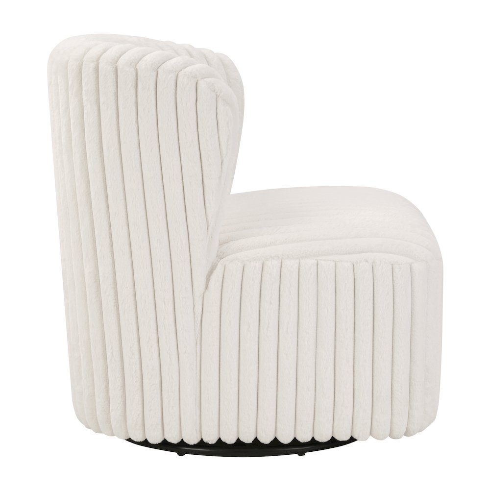 Lucia Swivel Chair in White Cord Fur Fabric