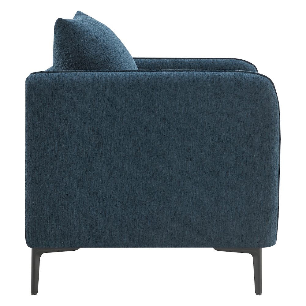 Newhaven Accent Chair in Navy Green Fabric with Black Metal Legs