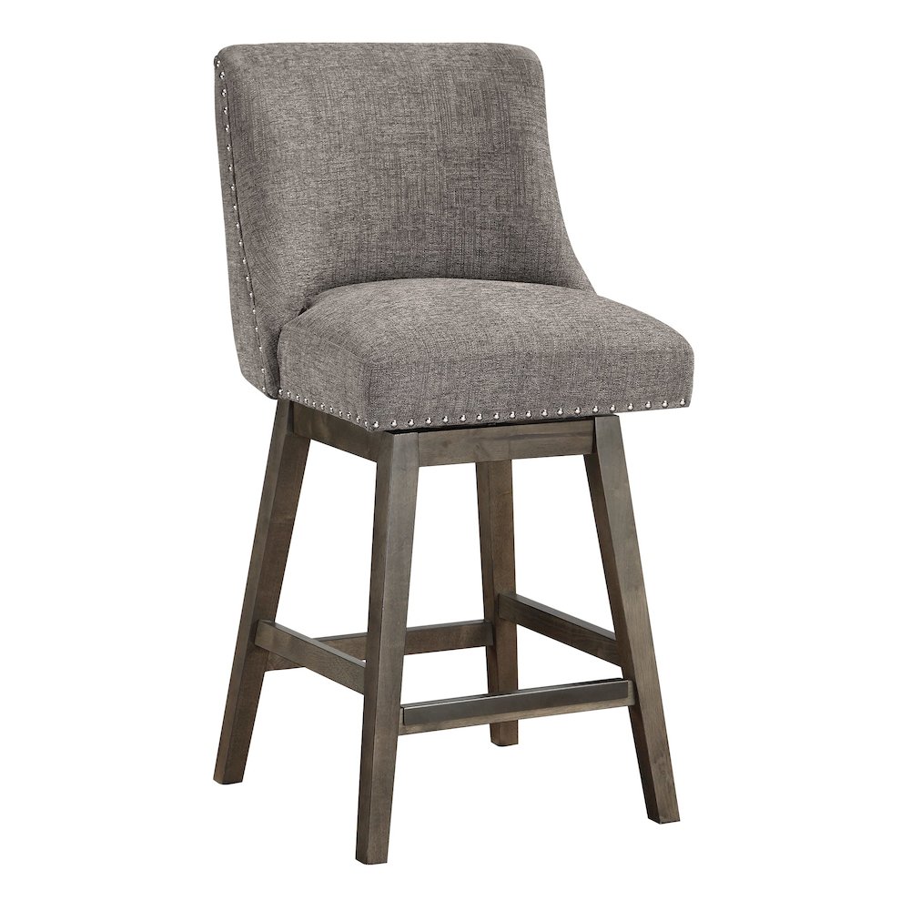 Granville 26″ Swivel Counter Stool with Grey Legs in Charcoal Fabric