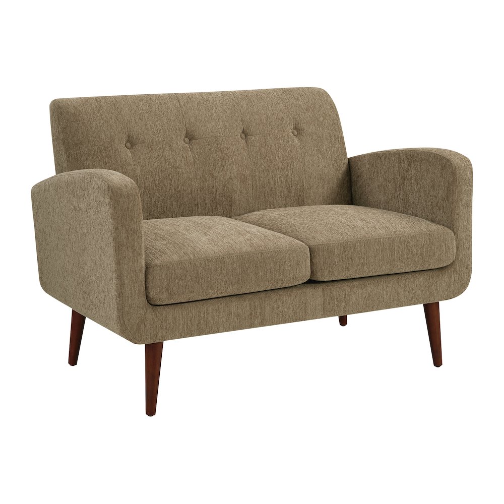 Lake Meadows Loveseat in Taupe Fabric with Espresso Legs