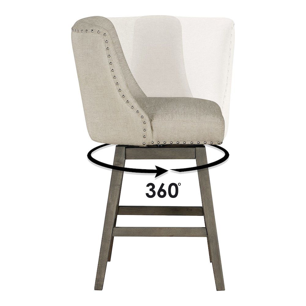 Granville 26″ Swivel Counter Stool with Grey Legs in Wheat Fabric