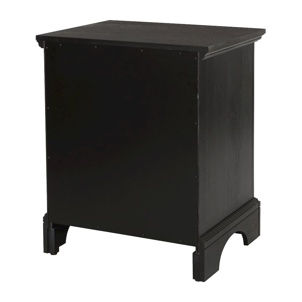Farmhouse Basics 2 Drawer Nightstand with Tray in Rustic Black Finish