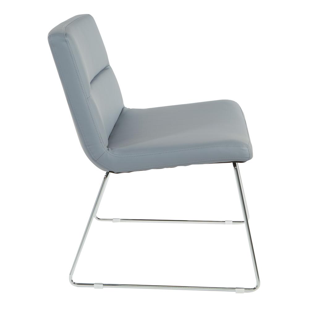 Thompson Chair in Charcoal Grey Faux Leather with Chrome Sled Base